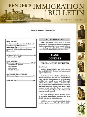 cover image of Bender's Immigration Bulletin